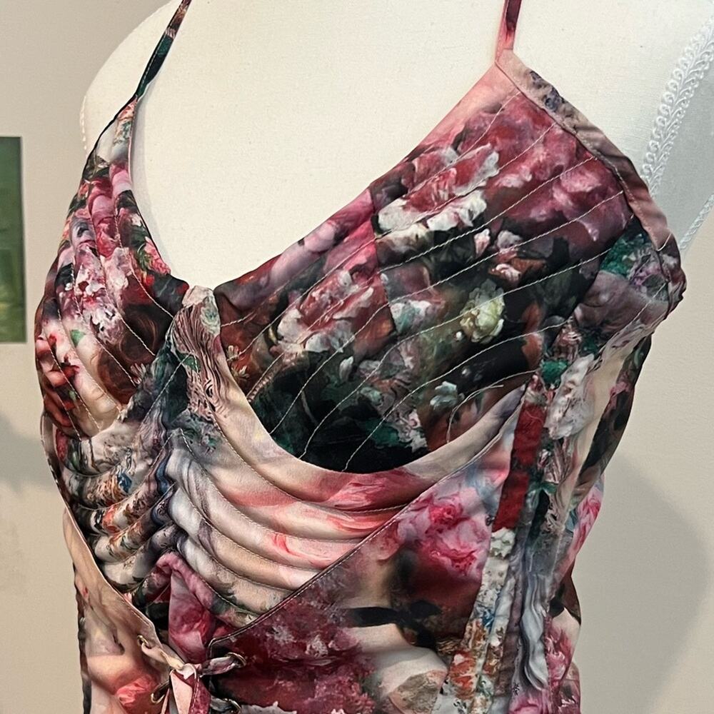 Pretty Little Thing Top Women 8 Rose Renaissance Strappy Quilt Detail Corset - Picture 6 of 11